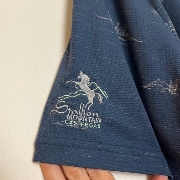 Travis Mathew Boat Mountain Print Short Sleeve Polo Top Size Xl Company Logo - Picture 3 of 8